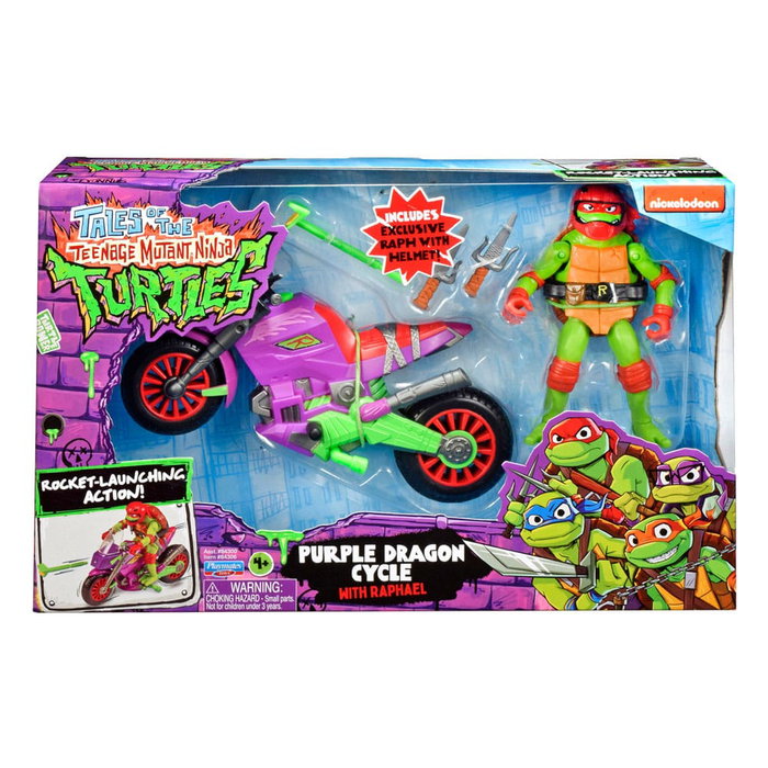 Tales of the Teenage Mutant Ninja Turtles : Légendes des Tortues Ninja Figurine avec véhicule Raphael & Purple Dragon 12 cm