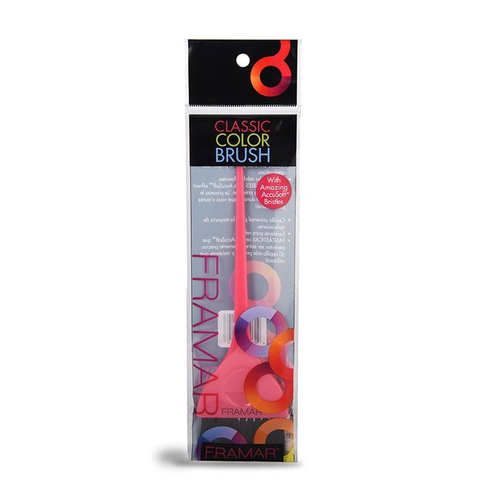 Framar - Brosse à teinture rose universelle - Poils synthétiques AccSoft - Pour teintures, décolorations et mèches