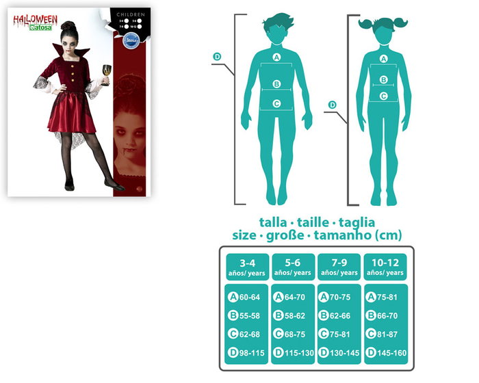 BigBuy Carnival Déguisement Vampiressa Borgoña Rouge 7-9 Ans