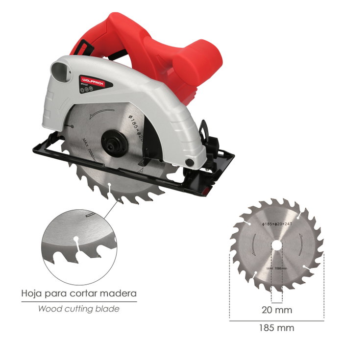 WOLFPACK LINEA PROFESIONAL Scie circulaire 1300W 185mm
