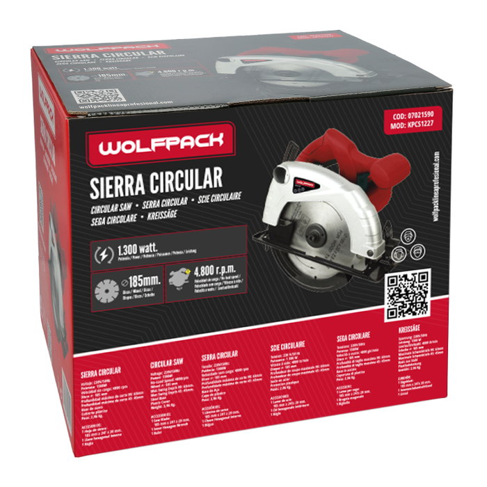 WOLFPACK LINEA PROFESIONAL Scie circulaire 1300W 185mm