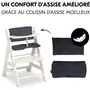 Hauck Chaise haute évolutive BETA+ en bois FSC, de 6 mois à 90 kg, blanc - Harnais 5 points, roulettes et plateau amovible