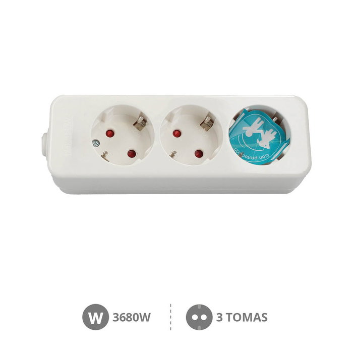 GSC Evolution Base multiple Serie Mega 3T sans câble, 3 prises, Blanc GSC Evolution Base multiple Serie Mega 3T sans câble, 3 prises, Blanc