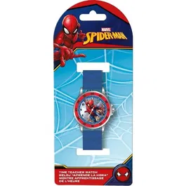Kids Licensing Montre analogique Spiderman SPD4098 pour apprendre l'heure - Bracelet silicone avec personnage - Mouvement japonais