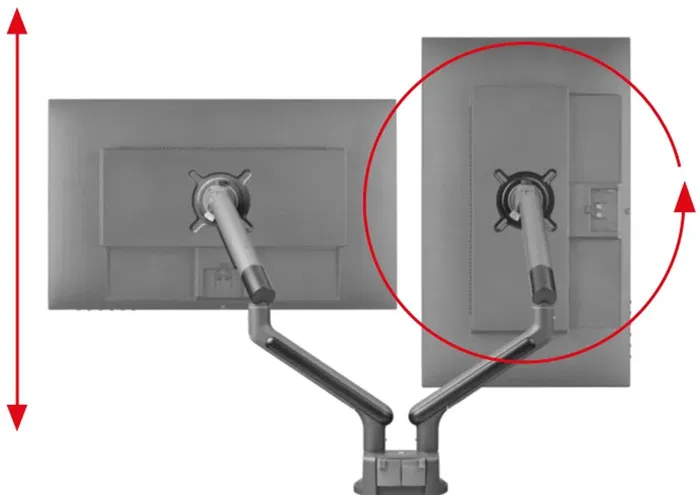 One For All Support de Moniteur Double Bras Noir VESA 100 Compatible 13 à 35 Pouces (max 10 kg) Hauteur Réglable 360° Rotation 80° Inclinaison