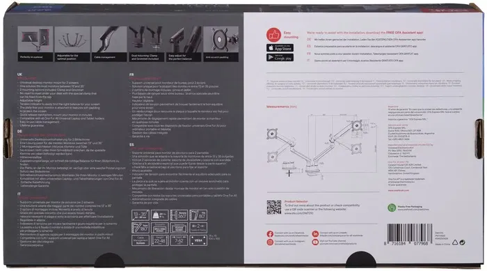 One For All Support de Moniteur Double Bras Noir VESA 100 Compatible 13 à 35 Pouces (max 10 kg) Hauteur Réglable 360° Rotation 80° Inclinaison