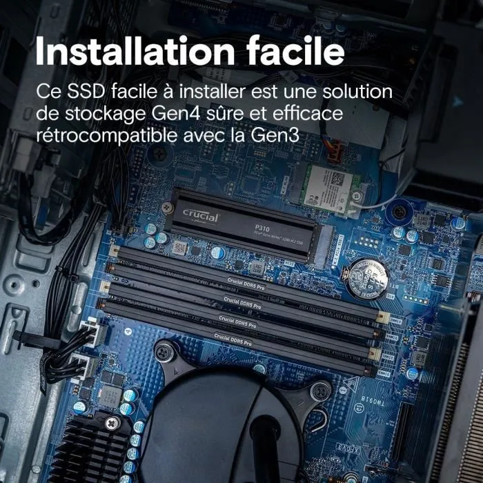 Crucial SSD interne P310 1TB NVMe M.2 Gen4 jusqu'à 7100 Mo/s