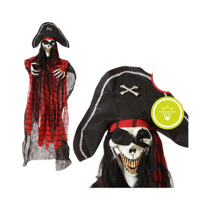 BigBuy Carnival Décoration suspendue Squelette pirate avec lumière et son 120cm