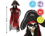 BigBuy Carnival Décoration suspendue Squelette pirate avec lumière et son 120cm