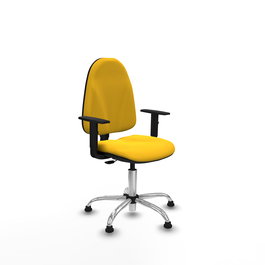 Chaise Algarra Contact permament de base Cuir écologique Jaune Structure chromée Accoudoir 1D Sans appui-tête Patins de chaises