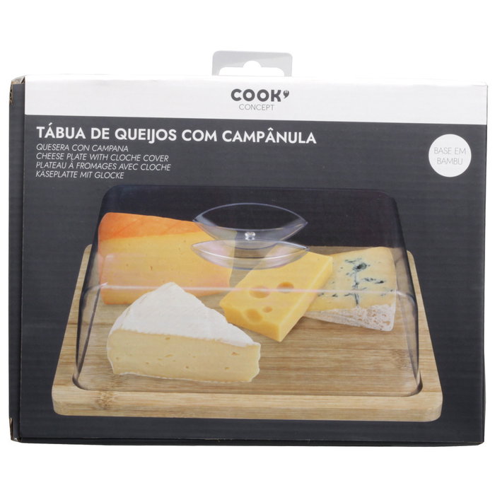 Cook Concept Planche à fromage en bambou avec cloche 24x18,5 cm
