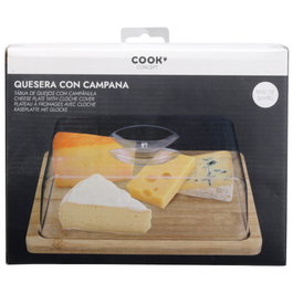 Cook Concept Planche à fromage en bambou avec cloche 24x18,5 cm