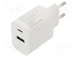 GEMBIRD Chargeur USB 20W blanc avec ports USB A et USB C