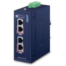 Planet IPOE-270-12V Injecteur PoE++ Industriel 2 ports 2.5G/5G 90W 12V IP30