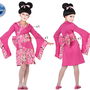 Déguisement de Geisha pour Fille - Costume Japonais 3 Pièces (Robe, Ceinture, Noeud) en Polyester pour Enfant 10-12 Ans - Thème Pays du Monde