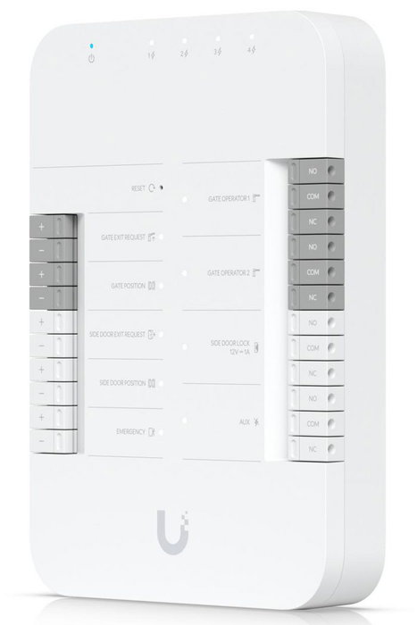 Ubiquiti Hub de contrôle d'accès avec 5 ports RJ-45 PoE++, interfaces pour opérateurs de portail, serrure et sirène