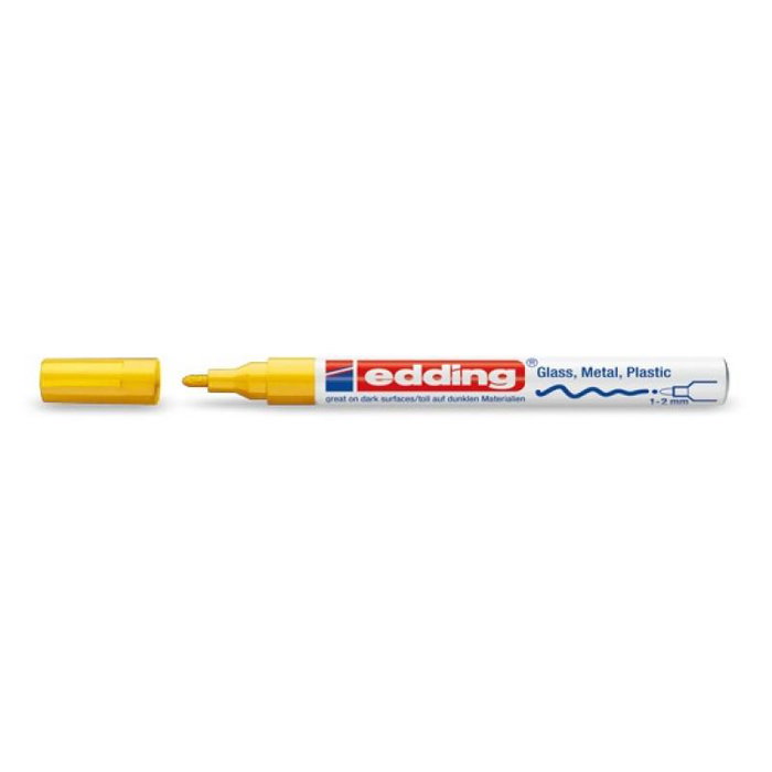 Edding 4-751005 Marqueur peinture 751, jaune gelb, pointe moyenne 1.5-2.5 mm, permanent pour surfaces lisses