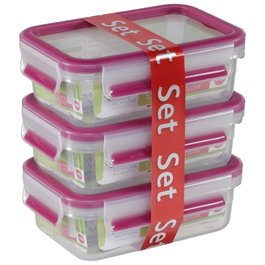 Emsa Clip & Close 515582 Pack de 3 transparent/rose 0,55l