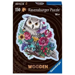 Ravensburger Puzzle en Bois 150 Pièces - Hibou Floral avec 15 Figurines Whimsies, À Partir de 10 Ans, Réf. 17511