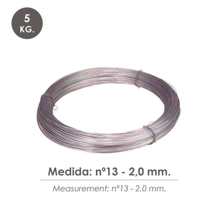 WOLFPACK LINEA PROFESIONAL Fil de fer galvanisé bobine 5Kg nº13 - 2,0 mm