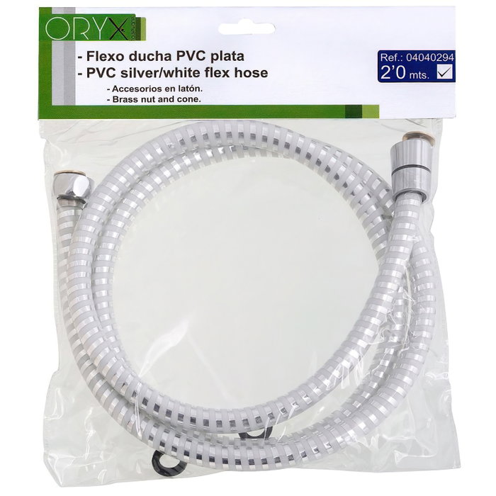 ORYX Flexible de douche PVC blanc/argenté 2,00 mètres