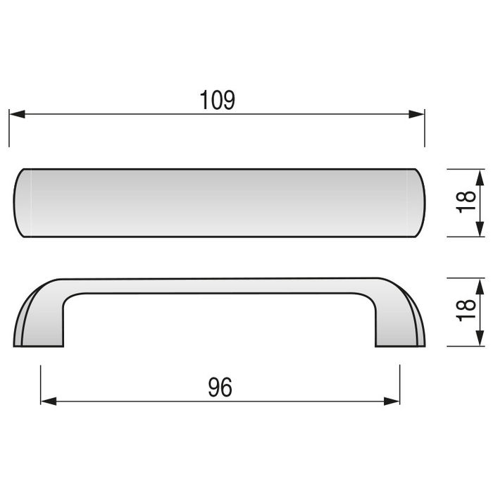 HERRAJES ALK Poignée Zamak Acon L109 C96 Aluminium RAL 9006 109mm 96mm