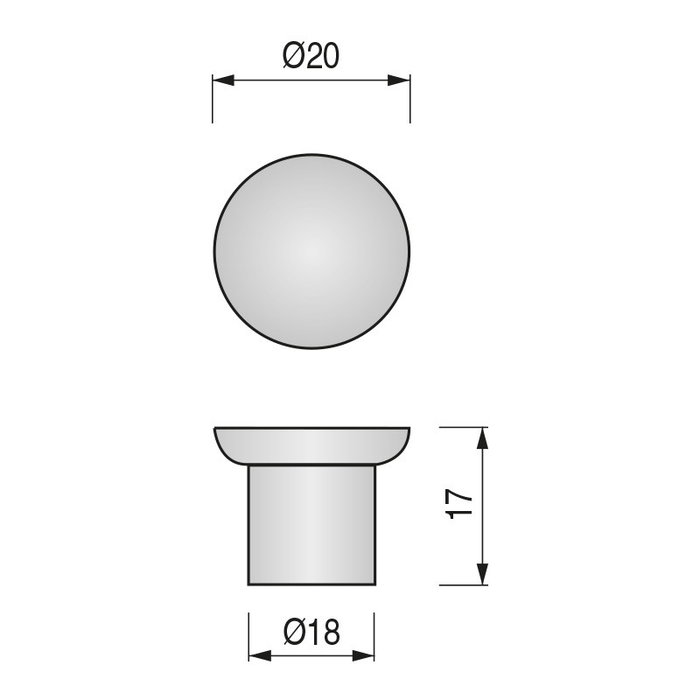 Herrajes ALK D13 Poignée de meuble en acier inoxydable, finition nickelée, diamètre 20 mm, hauteur 17 mm, pour porte et tiroir