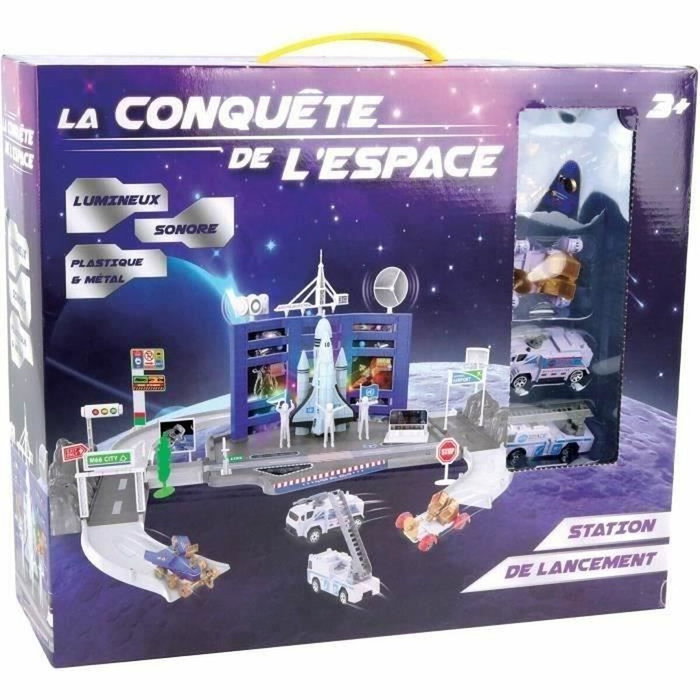 MGM Station de lancement navette espace avec 3 véhicules métal et stickers