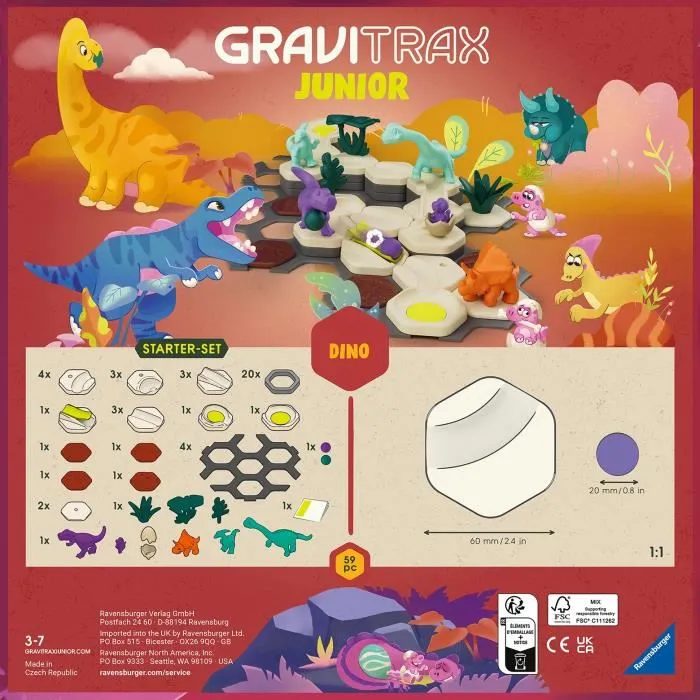 Ravensburger GraviTrax JUNIOR Starter Set Little Dino - Circuit de Billes - Jeu de Construction - À Partir de 3 Ans