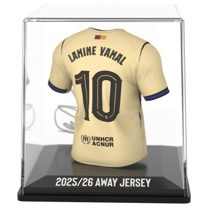 FANCOLLEX Figurine Mini Camiseta Lamina Yamal FC Barcelone - Figurine Vinyle et Acrylique avec Étui, 9.5 cm
