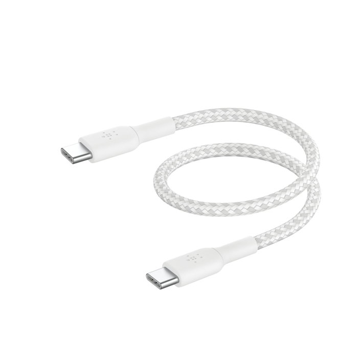 Belkin Câble tressé USB-C vers USB-C 0,15 m Blanc