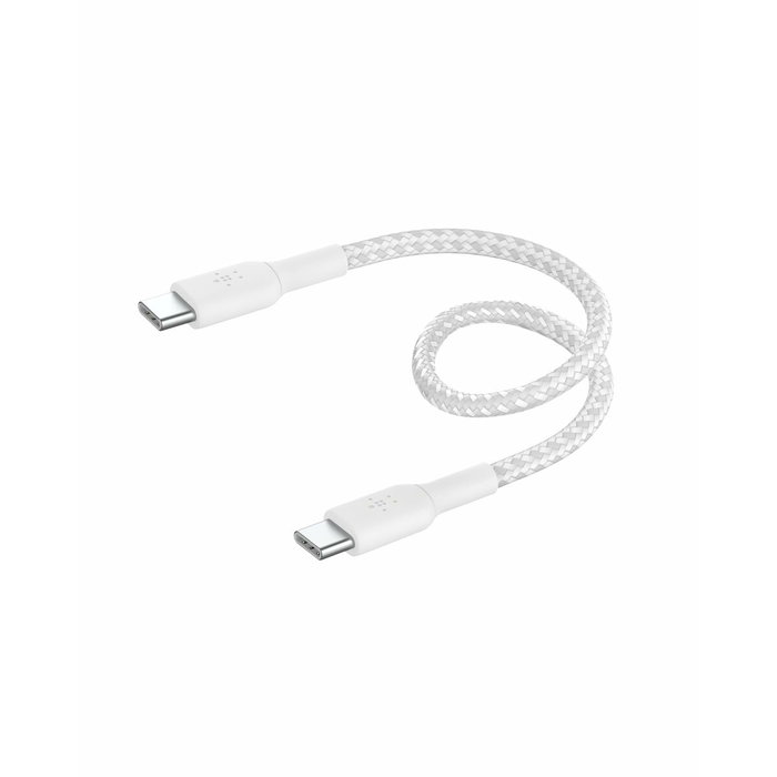 Belkin Câble USB-C vers USB-C tressé, 15 cm, Blanc Belkin Câble USB-C vers USB-C tressé, 15 cm, Blanc
