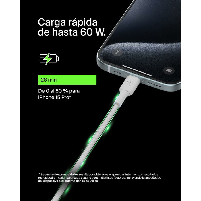 Belkin Câble USB-C vers USB-C tressé, 15 cm, Blanc Belkin Câble USB-C vers USB-C tressé, 15 cm, Blanc