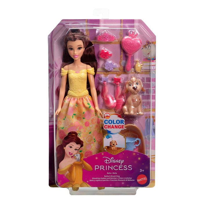 Mattel Disney Princess Poupée Belle et Chiot avec Accessoires de Bain Jfc42 - Multilingue, 3 Ans+