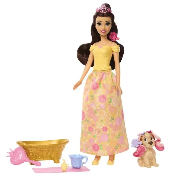Disney Princess Coffret Poupée Belle et son chien à toiletter - avec baignoire et accessoires - Réf. JFC42 Disney Princess Coffret Poupée Belle et son chien à toiletter - avec baignoire et accessoires - Réf. JFC42