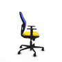 Chaise Jorquera Synchro 5 positions cuir écologique Jaune Maille Bleu Base en nylon noir Accoudoir 1D Sans appui-tête Roulettes 65mm nylon
