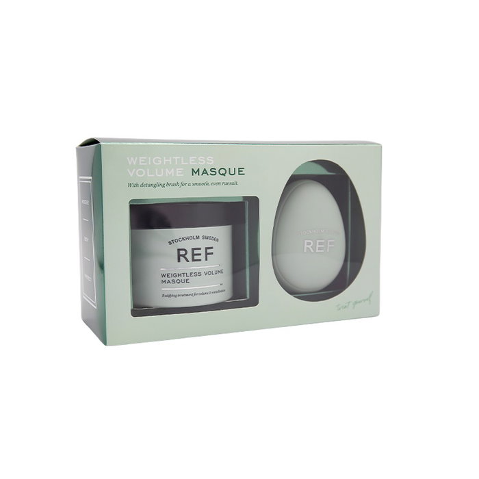Ref Stockholm Coffret Weightless Volume : Brosse à cheveux verte et masque crème traitant vegan redensifiant 250 ml pour volume léger Ref Stockholm Coffret Weightless Volume : Brosse à cheveux verte et masque crème traitant vegan redensifiant 250 ml pour volume léger
