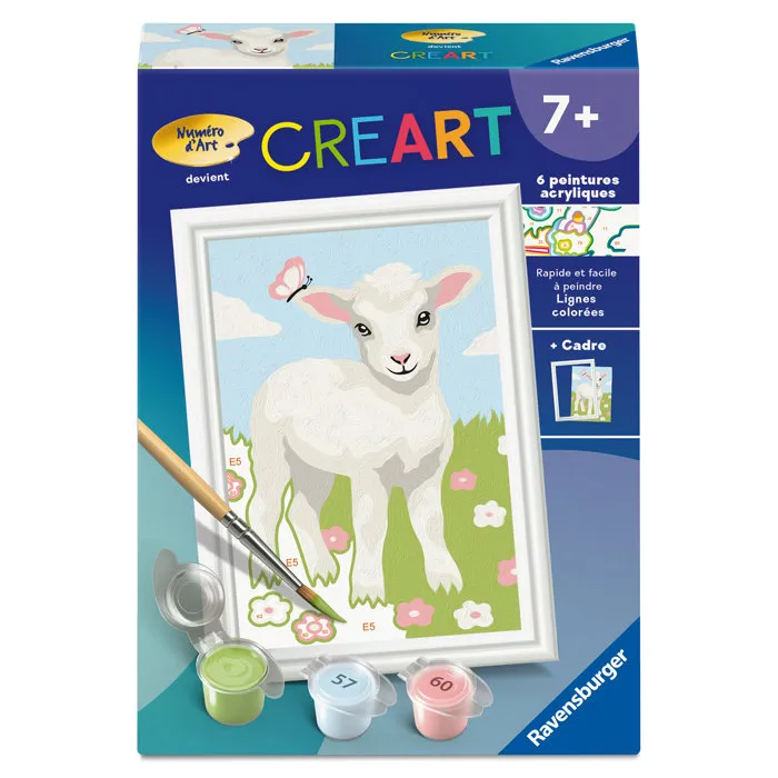 Ravensburger 12023215 Kit CreArt Kids Peinture par Numéros - Mouton, Mini Tableau 8x12cm avec Cadre, 5 Peintures, Pinceau - Dès 7 Ans Ravensburger 12023215 Kit CreArt Kids Peinture par Numéros - Mouton, Mini Tableau 8x12cm avec Cadre, 5 Peintures, Pinceau - Dès 7 Ans
