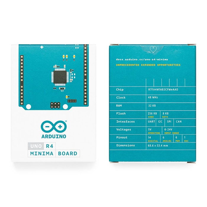 Arduino Uno R4 Minima - Carte de développement avec microcontrôleur ARM Cortex M4 32 bits, USB-C, 256 kB Flash