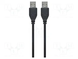 GEMBIRD Câble USB 2.0 avec 2 prises USB A, 1,8m, noir