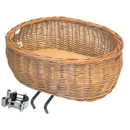 Basil Pluto Panier avant pour animaux en osier oval avec coussin et adaptateur 30-50mm, extractible, charge max 15kg
