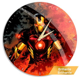 Marvel - Horloge murale décorative Iron Man avec revêtement brillant, mécanisme silencieux, diamètre 30.5 cm, alimentation par pile AA
