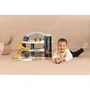 Smoby Garage 1er âge Little Smoby, 3 niveaux avec ascenseur, station lavage et rampe, inclut 1 voiture, 1 hélicoptère, 4 pistes, pour enfant dès 18 mois