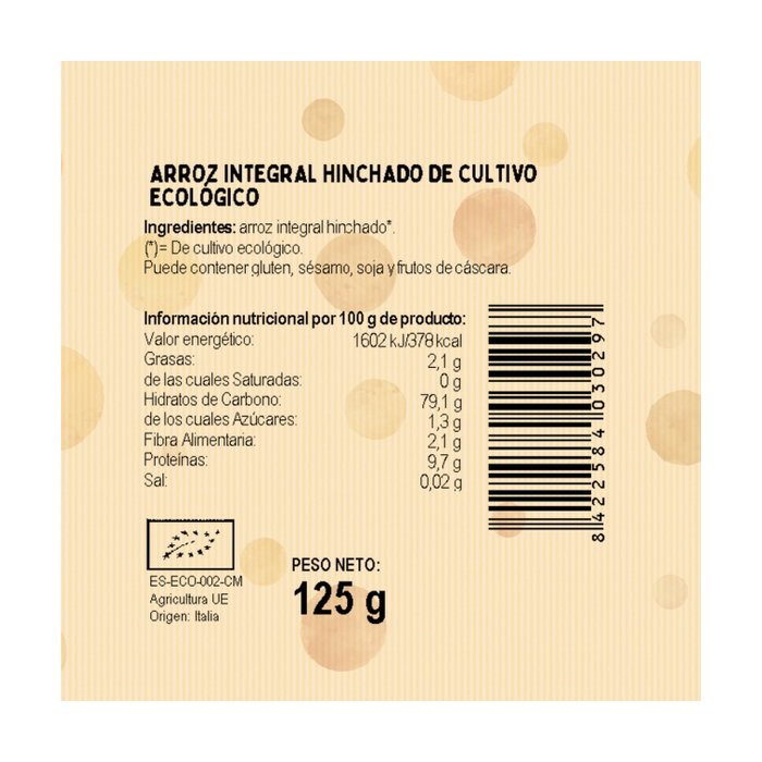 El Granero Riz complet soufflé Bio 125g (Lot de 12) unités