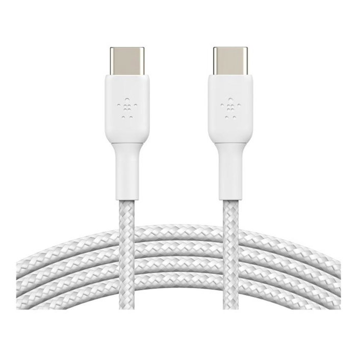Belkin CAB004BT1MWH2PK Lot de 2 Câbles USB-C vers USB-C Tressés Boost Charge 1m Charge Rapide 60W Nylon Blanc Belkin CAB004BT1MWH2PK Lot de 2 Câbles USB-C vers USB-C Tressés Boost Charge 1m Charge Rapide 60W Nylon Blanc