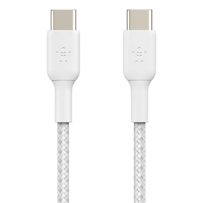 Belkin CAB004BT1MWH2PK Lot de 2 Câbles USB-C vers USB-C Tressés Boost Charge 1m Charge Rapide 60W Nylon Blanc Belkin CAB004BT1MWH2PK Lot de 2 Câbles USB-C vers USB-C Tressés Boost Charge 1m Charge Rapide 60W Nylon Blanc