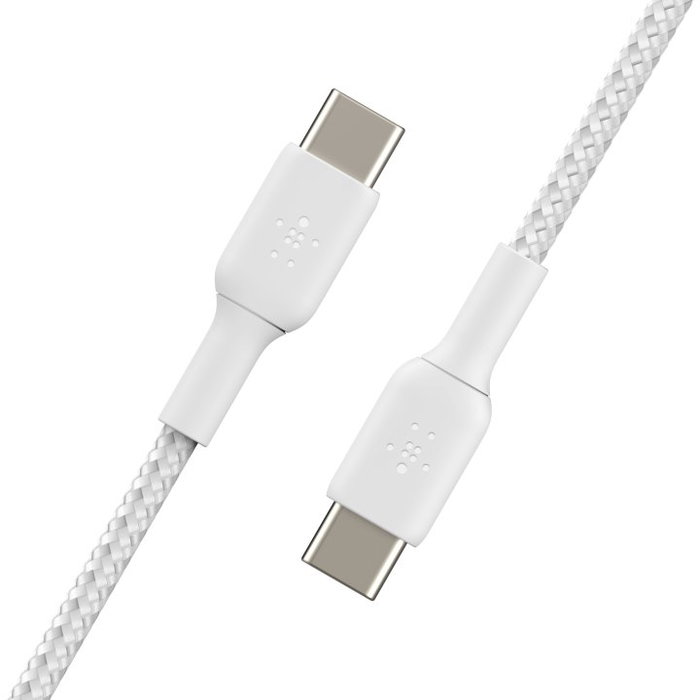 Belkin CAB004BT1MWH2PK Lot de 2 Câbles USB-C vers USB-C Tressés Boost Charge 1m Charge Rapide 60W Nylon Blanc Belkin CAB004BT1MWH2PK Lot de 2 Câbles USB-C vers USB-C Tressés Boost Charge 1m Charge Rapide 60W Nylon Blanc