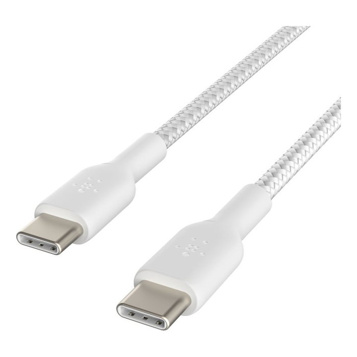 Belkin CAB004BT1MWH2PK Lot de 2 Câbles USB-C vers USB-C Tressés Boost Charge 1m Charge Rapide 60W Nylon Blanc Belkin CAB004BT1MWH2PK Lot de 2 Câbles USB-C vers USB-C Tressés Boost Charge 1m Charge Rapide 60W Nylon Blanc