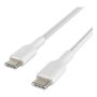 Belkin CAB004BT1MWH2PK Lot de 2 Câbles USB-C vers USB-C Tressés Boost Charge 1m Charge Rapide 60W Nylon Blanc