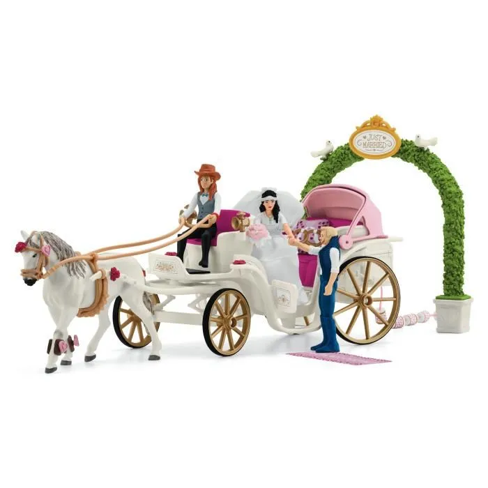 Schleich 42641 Horse Club - Figurine Calèche des Mariés, 106 pièces, Jeu de construction dès 5 ans